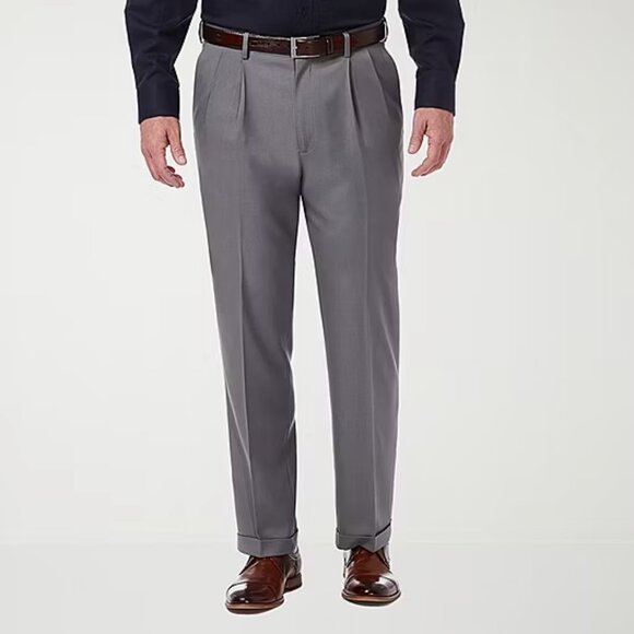 Haggar Premium Comfort Mens Cuffed Classic Fit Dress Pleated Pant - Sz 34W x 34L - Picture 1 of 4